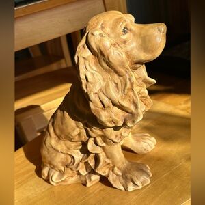 Large Vintage Tan color Cocker Spaniel Ceramic Dog Figurine 11” tall and 6” wide